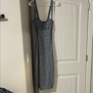 Free People Lucinda Plaid Midi Dress in the indigo combo color